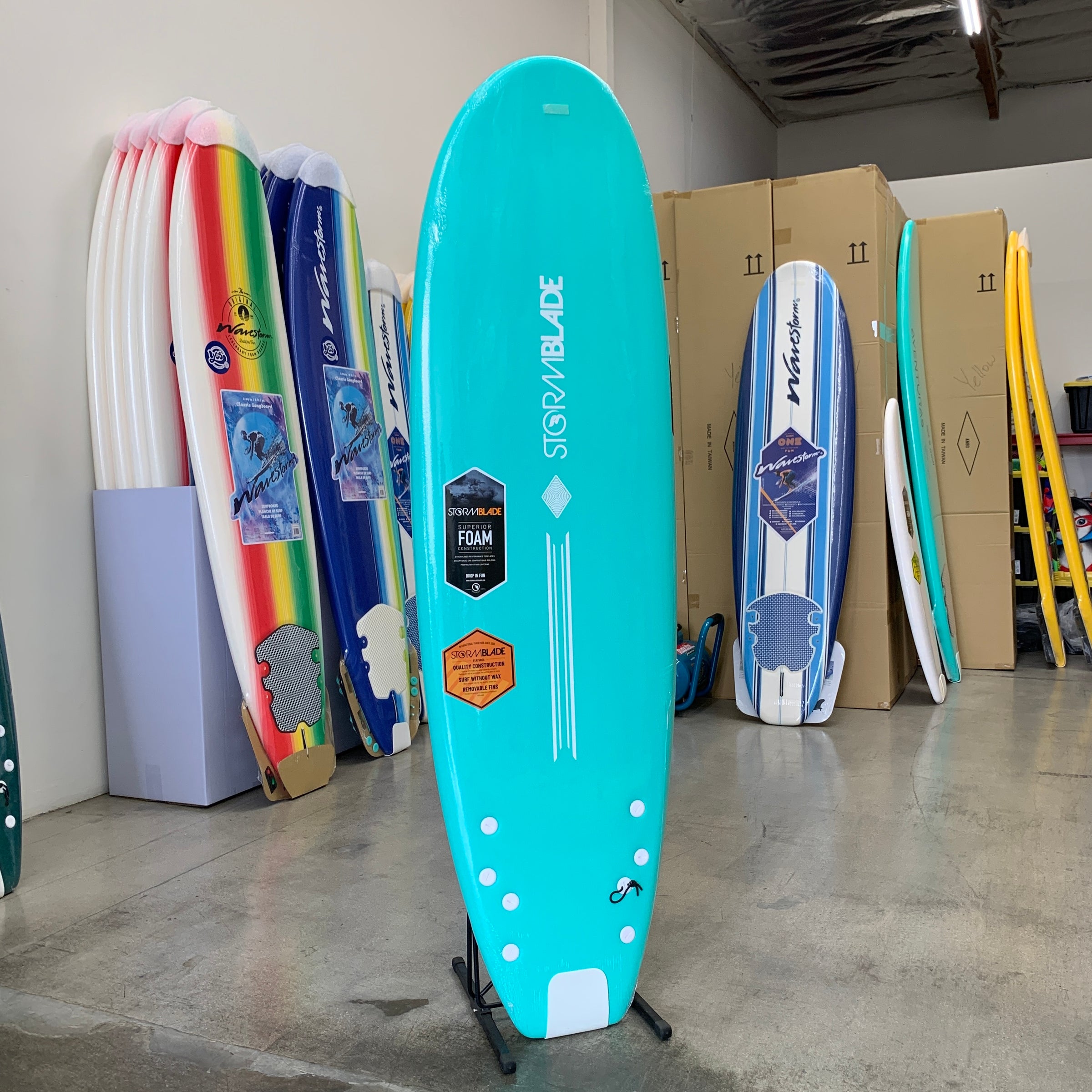 6ft 6in Stormblade Quad Runner Surfboard (Turquoise) | Mud Tail
